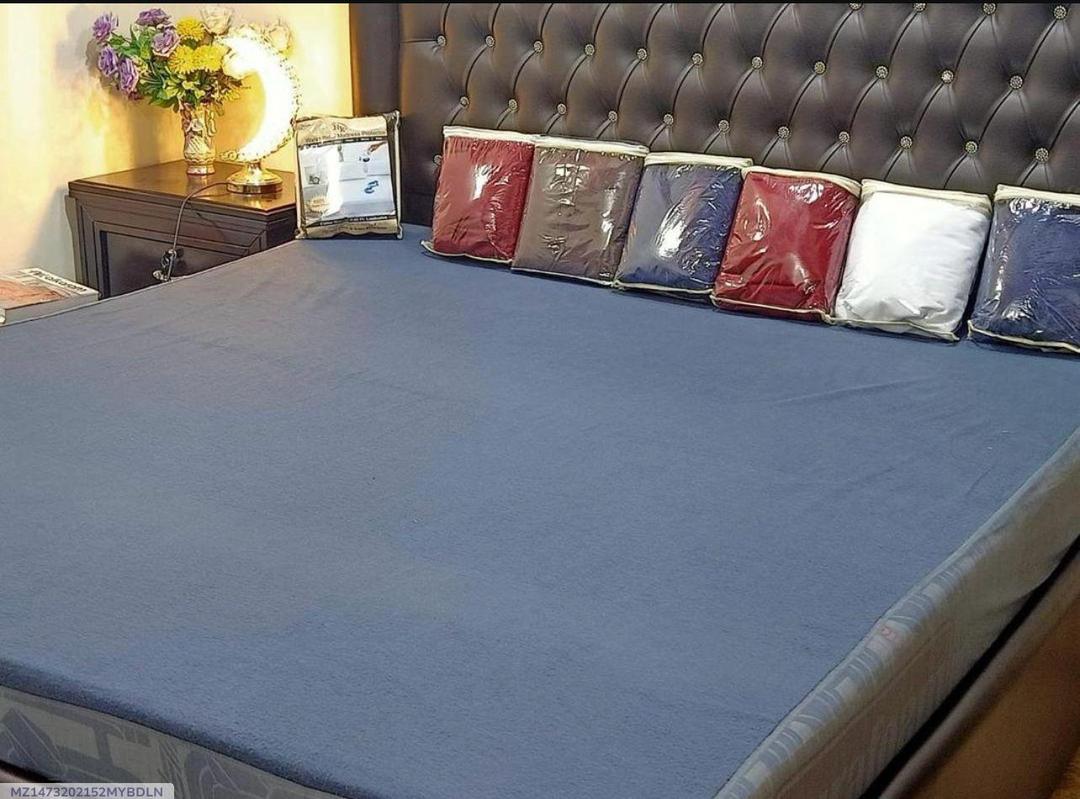 Terry Cotton Waterproof Mattress Cover Grey Double Bed