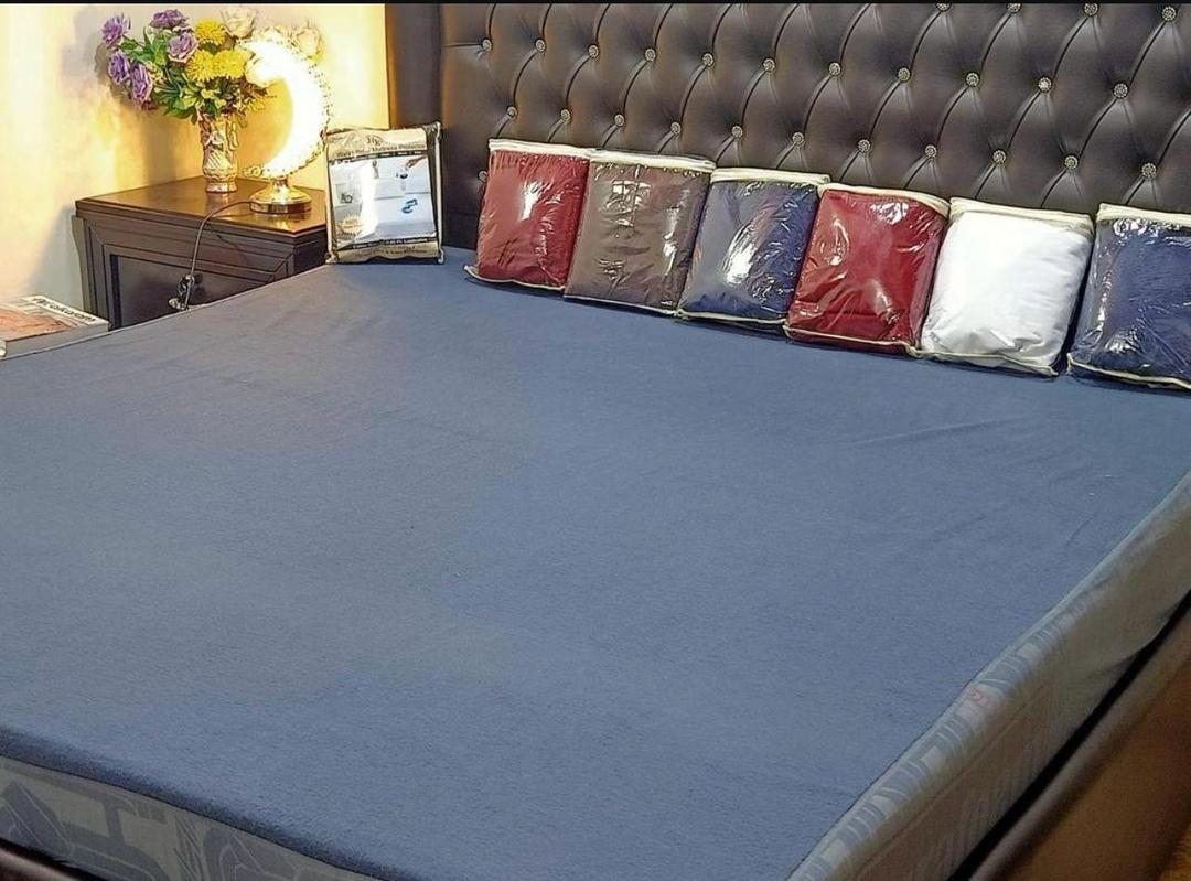 Terry Cotton Waterproof Mattress Cover Grey Double Bed